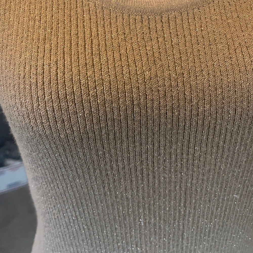 Apostrophe Womens Metallic Gold Ribbed Knit Tank Top XL Shimmer Festival Layer - Picture 3 of 9